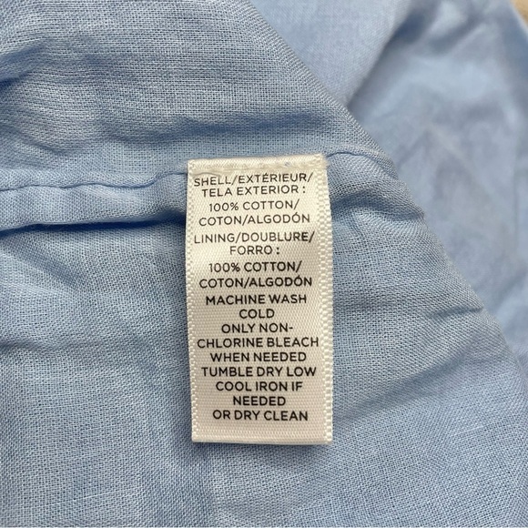 Ann Taylor Loft Blue Chambray Cotton One Shoulder Ruffle Top Blouse Small NWT - Picture 9 of 11